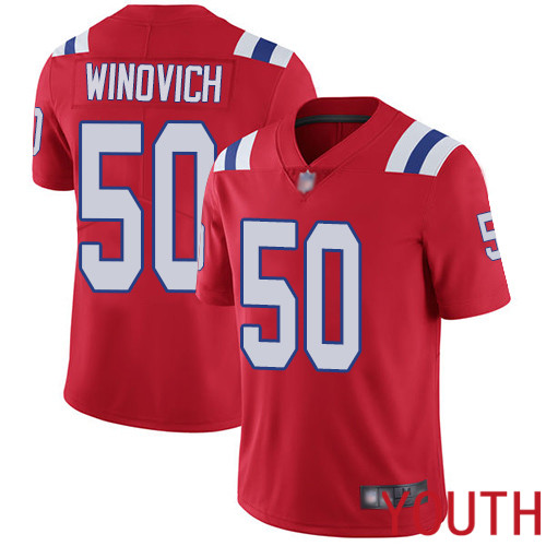 New England Patriots Football 50 Vapor Limited Red Youth Chase Winovich Alternate NFL Jersey